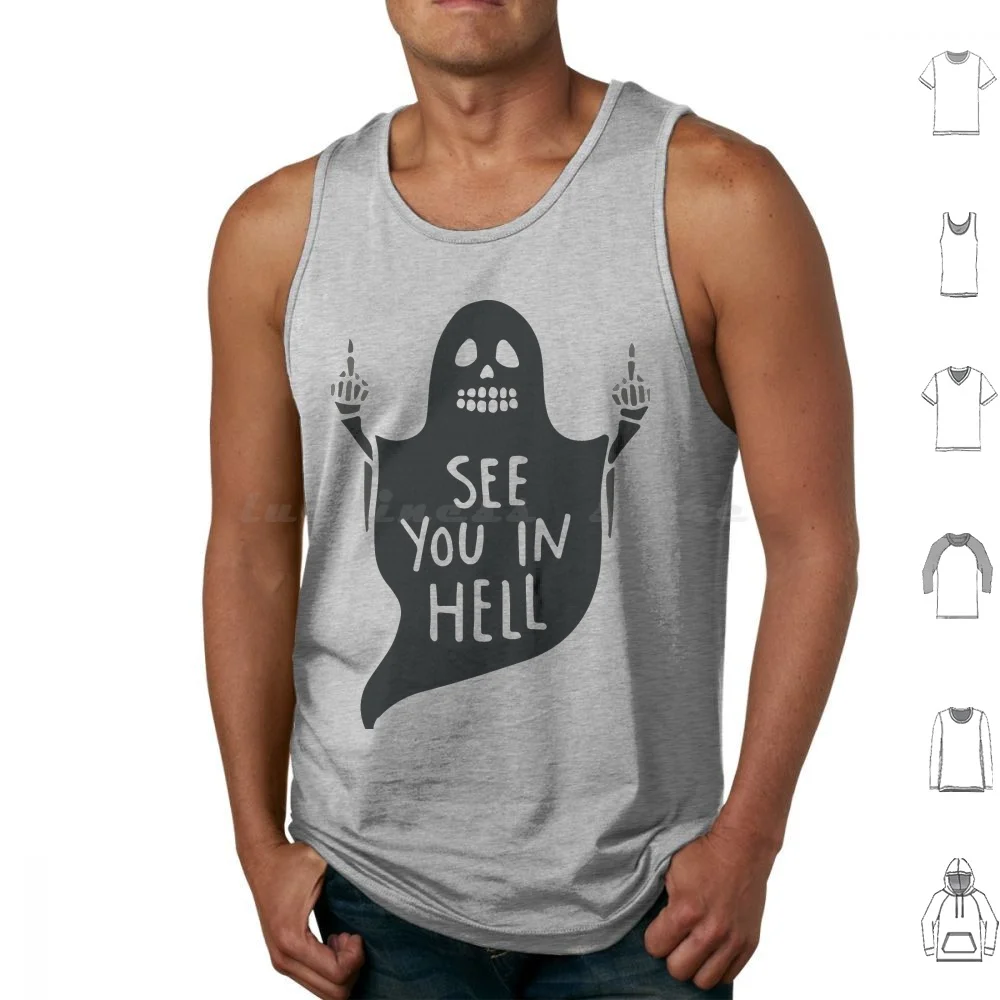 See You In Hell Tank Tops Print Cotton Blue Text Trademark Logo Speech Balloon Vexel Symbol Area Line Information