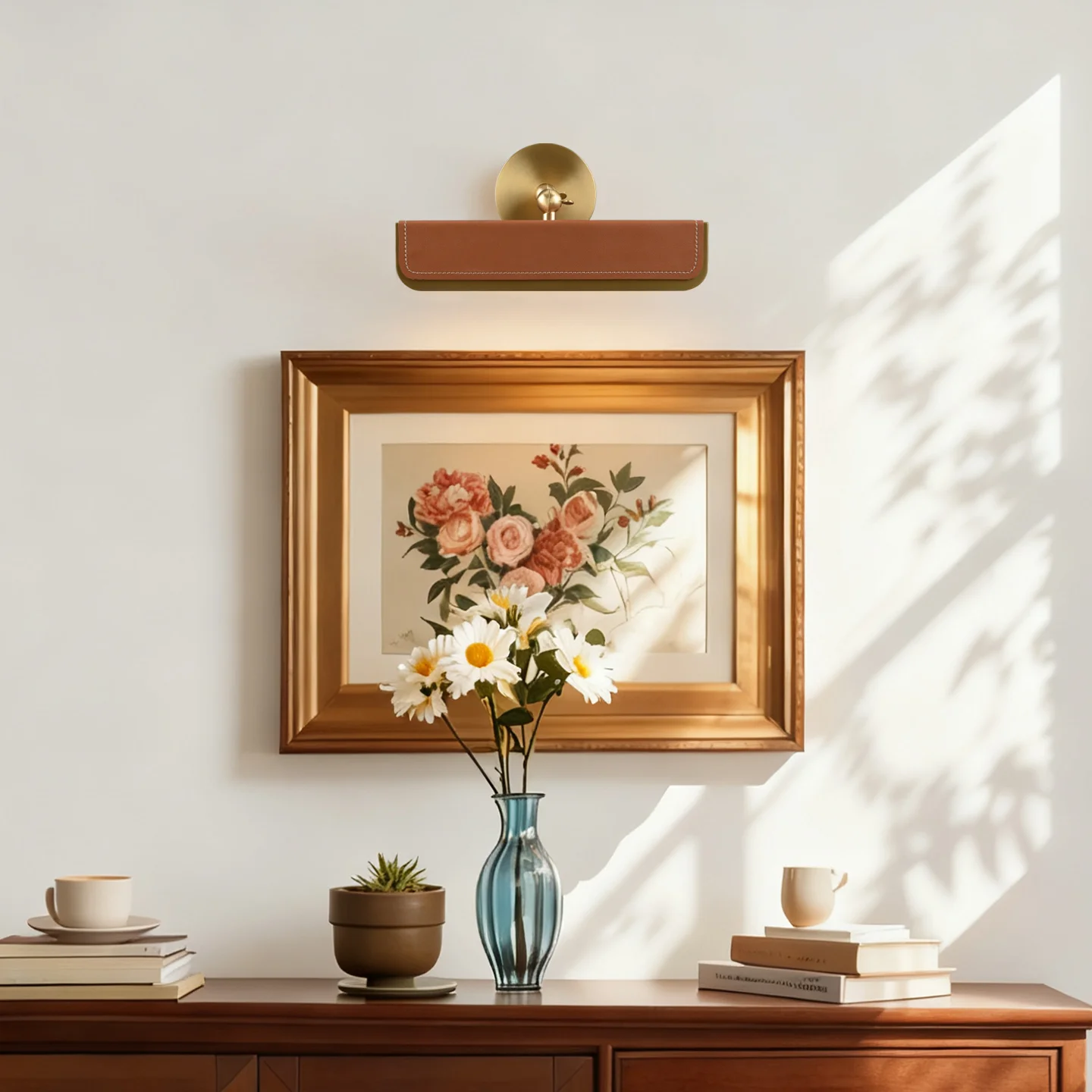 Retro picture lamp,Bathroom mirror light,Brass living room bedroom wall lamp,Designer's new copper wall lamp,Leather wall lamp