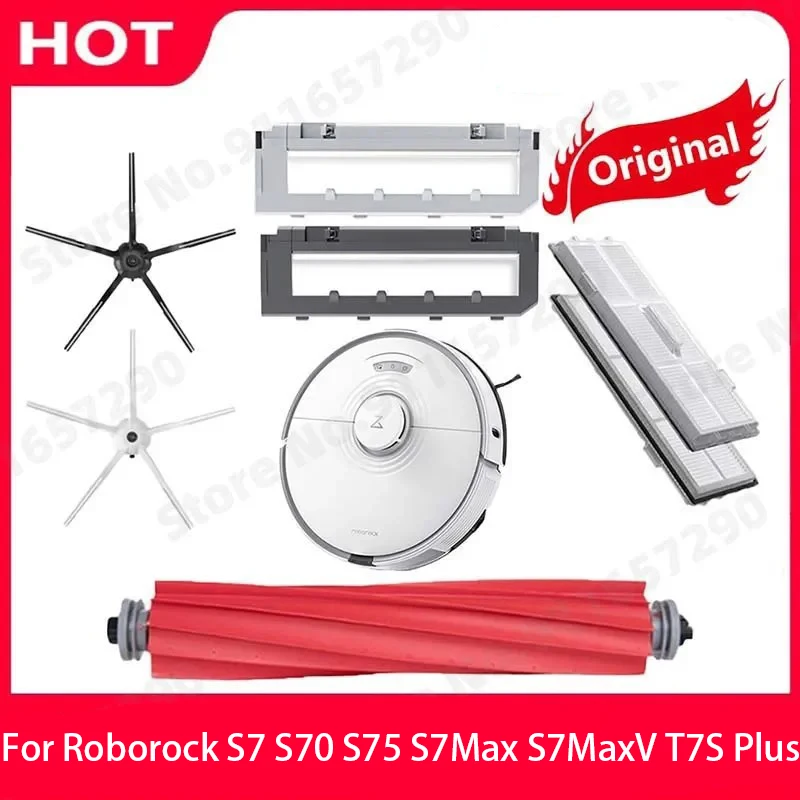 Original Roborock S7 S7Max S7MaxV T7S Plus Wischmopp Waschbarer Hepa-Filter Seitenbürste Hauptbürste Roboter-Staubsauger Zubehör