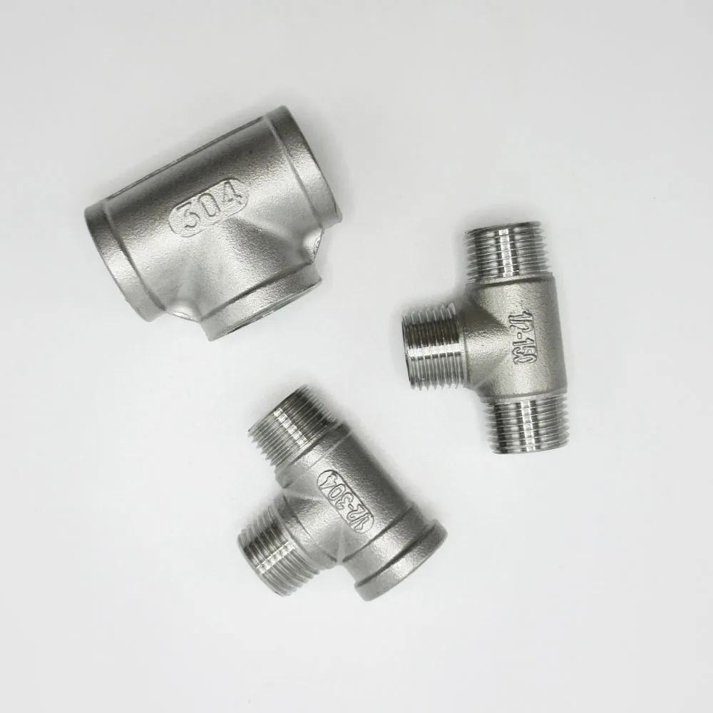 304 Stainless Steel BSP Pipe Fittings 4 Way Cross / 3 Way Tee / Elbow / Coupling Butt Adapter 1/4