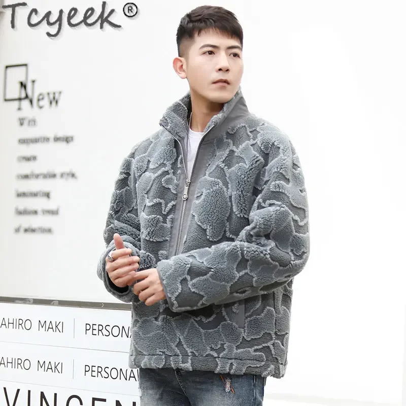 Tcyeek Fashion Sheep Shearing Jacket Winter Warm Wool Coat Men Loose Men's Clothing Stand 30% Wool Jackets Man Ropa Hombre