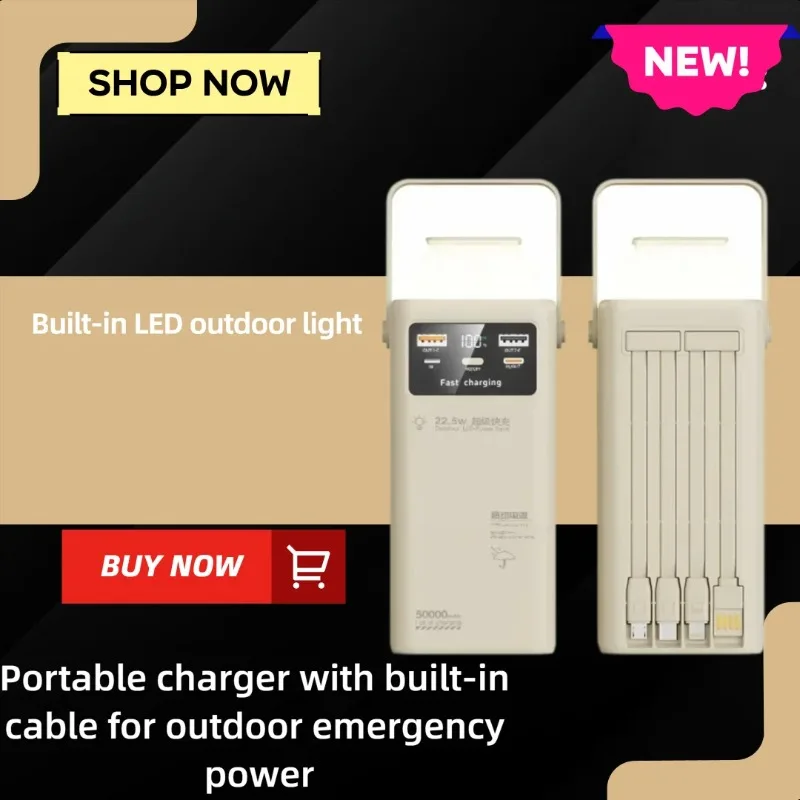 

50000/80000mAh Extra-large Capacity Fast Charging Built-in Cable and Portable Power Supply Power Bank