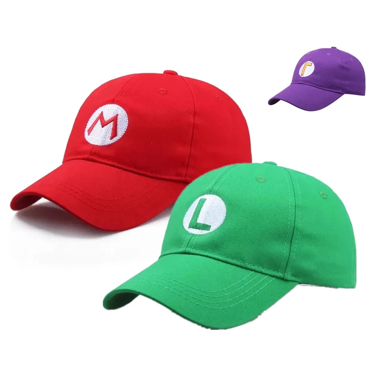 Street Cartoon Super Luigi Bros Sun Hat Adjustable Cute Costumes Cosplay Embroidery Accessories Baseball Cap