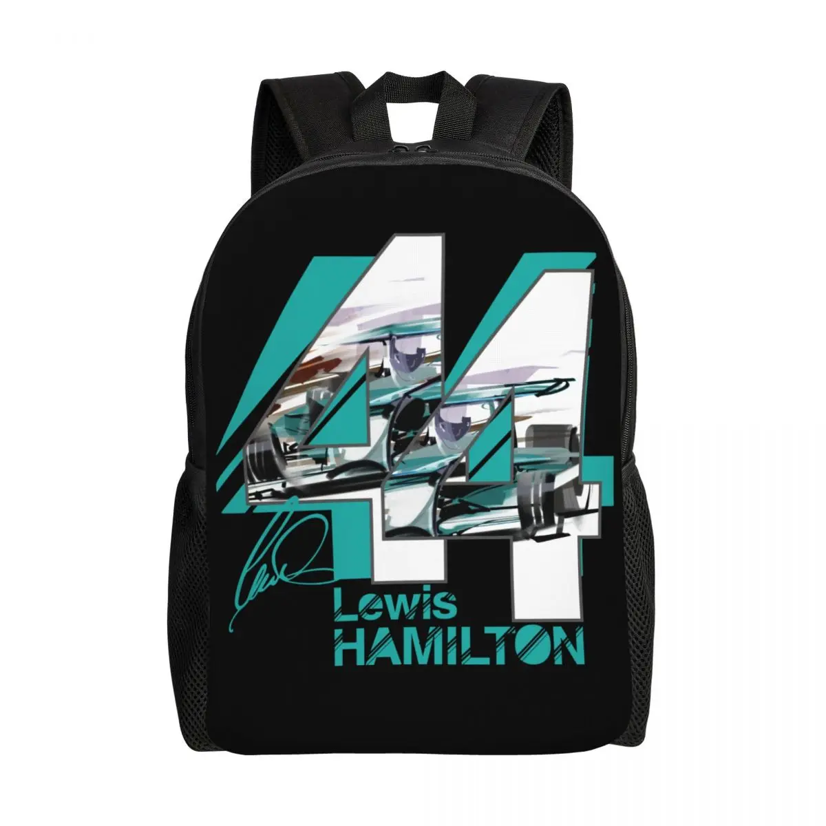 Custom The Lewis Motorsport Travel Backpack Men Women School Computer Bookbag 44 Number Car Racing College Student Daypack Bags