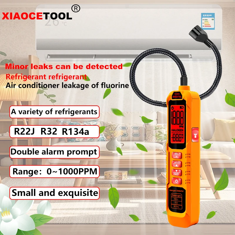 Detector de vazamento de freon de alta sensibilidade detector de vazamento de halogênio r22 r410a r134a r1234yf gás refrigerante hvac ar condicionado testador