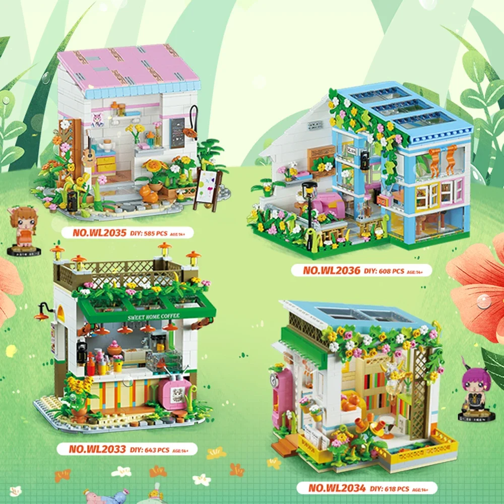 Knowd build nonna Backyard Mini Building Blocks Toy Dreamlike Architectural Playset per l'arredamento del gioco divertente e fantasioso per i bambini