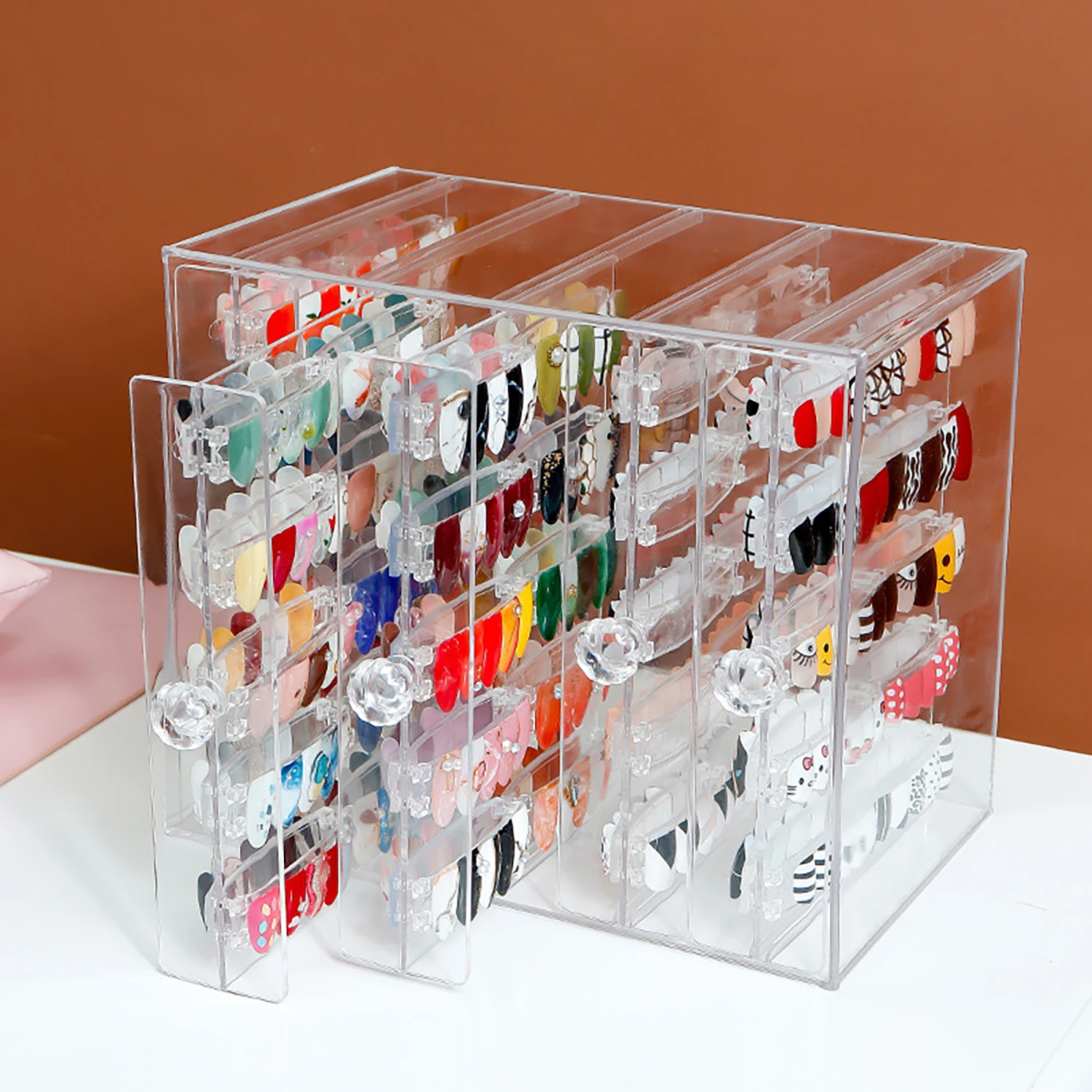 Nail Art Chip Kleur Swatch Display Opbergdoos, 5 Lagen Transparant Acryl Verwijderbare Manicure Monster Kleurkaart Display Rack