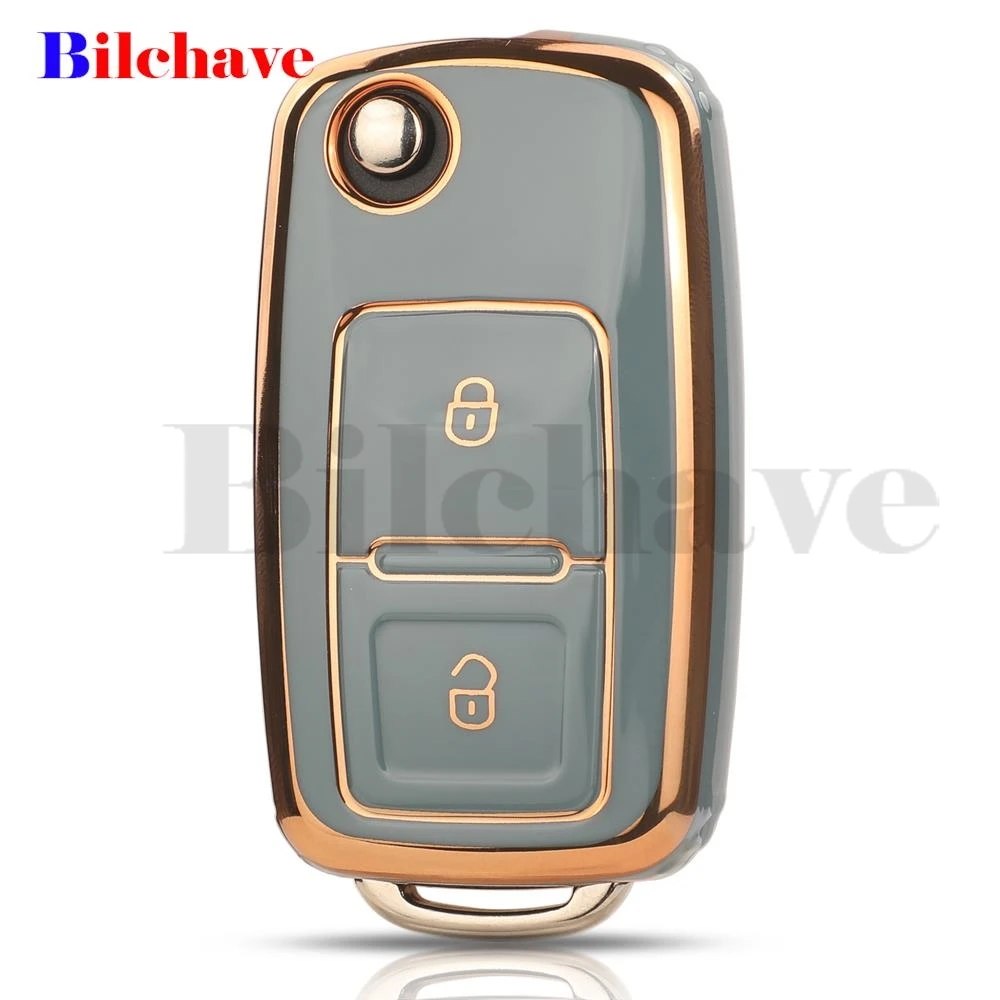 jingyuqin TPU Car Key Case Cover Shell 2 Buttons for VW VVolkswagen Golf 4 5 6 Jetta MK4 Bora Passat Polo Bora Touran Skoda Seat