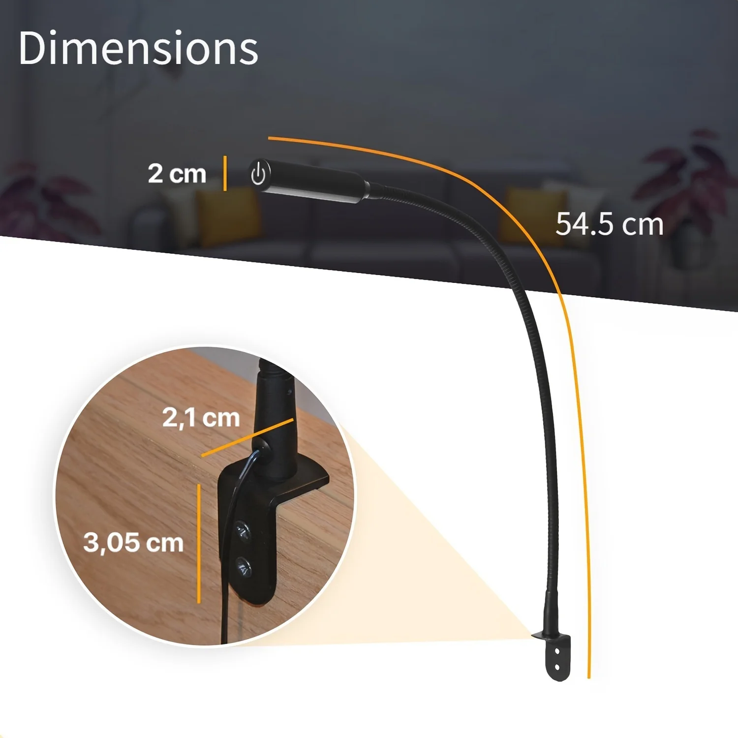 2pcs Led Reading lamp with dimming function, LED lighting with Touch lamp Bed lamp Bookcase lamp,Book Reading Light for Bed - view 3