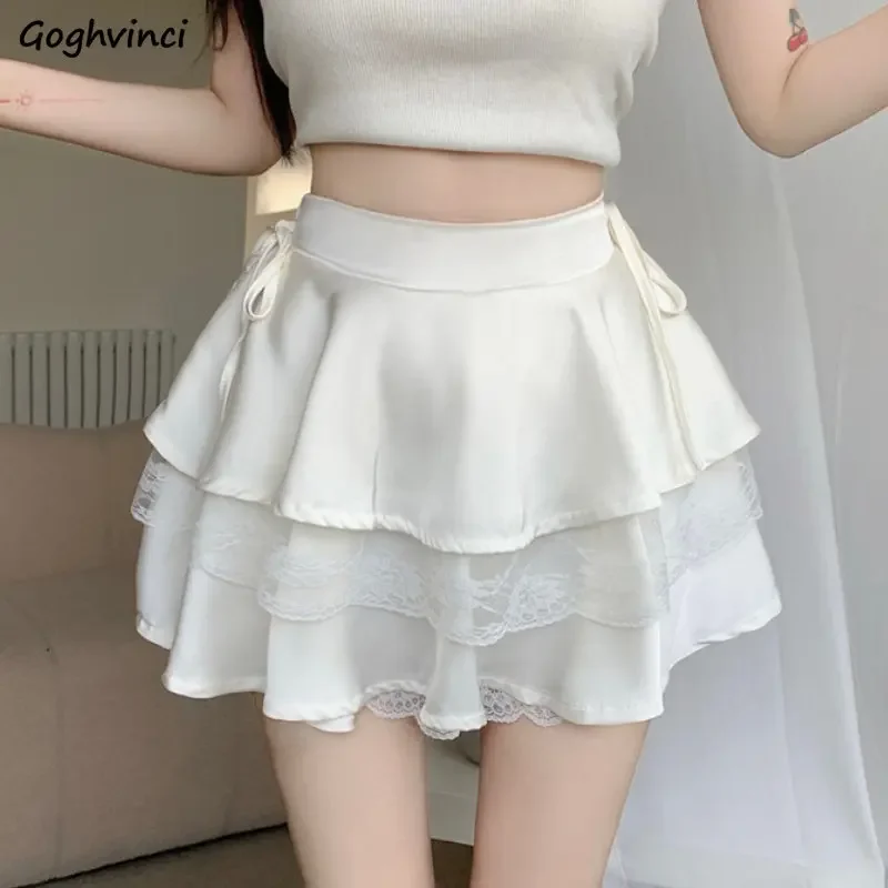 

Lace Skirts Women Ball Gown Mini Hotsweet Summer Elegant Party Ruffles Vacation Young Fashion All-match Aesthetic Streetwear New