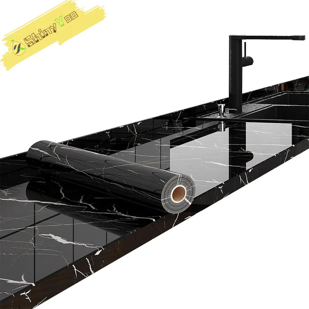 

Black Marble Wallpaper Stick, Contact Paper for Countertops Peel and Stick Self Adhesive Waterproof Removable Granite Wallpaper