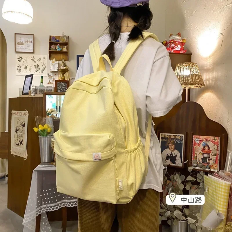 

가방백팩 Bolsas Para Mujeres Schoolbag Middle School Students Cute Solid Color Backpack High School Students Large Capacity Backpack