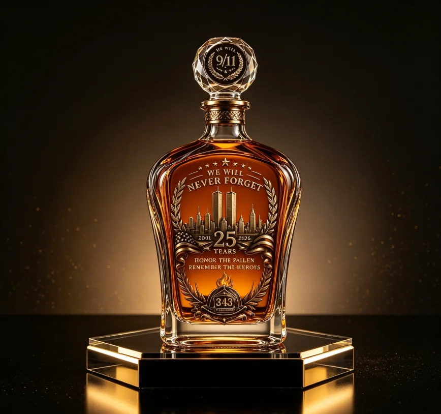 Crystal Whiskey Decanter, Premium Glass Liquor Bottle for Bourbon Scotch Wine, Home Bar Table Decor Collectible Display Gift