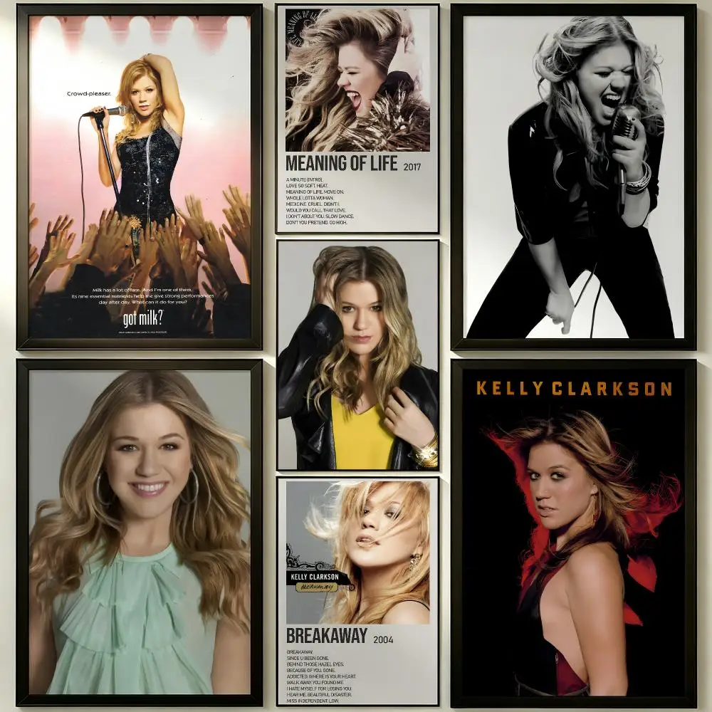 music Kelly Clarkson Poster Wall Sticker Poster Decal PP Material Self-Adhesive Waterproof for Living Room Home Wall Decor