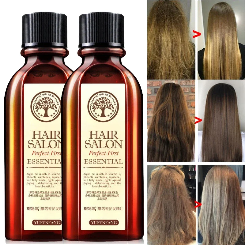 60ML Hair Oil Repairing Damaged Hair Prevent Hair Loss Nourish Curly Moroccan Oil for Dryhair Types Hairdressing Tool