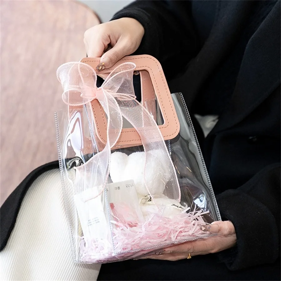 10szt Pvc Transparent Wedding Red Wine Companion Gift Bag Plastic Snap Birthday Party Christmas Halloween Thanksgiving Supplies