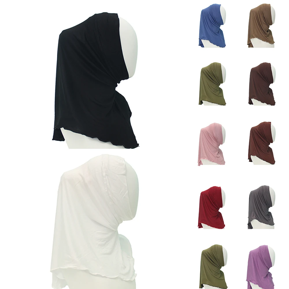 Modal Instant Hijabs for Woman Muslim Islam Turban Solid Mini Style Scarf Amira Soft Plain Colors Ready to Wear Hijab Undercaps