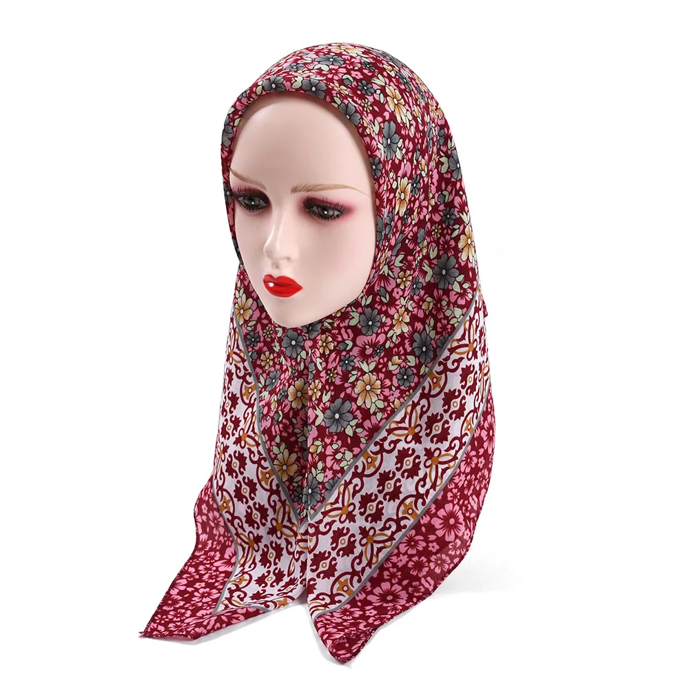 85*85cm Women Retro Floral Russian Square Scarf Ethnic Shawl Hijab Head Scarves Female Small Handkerchief Bandana Headband Scarf