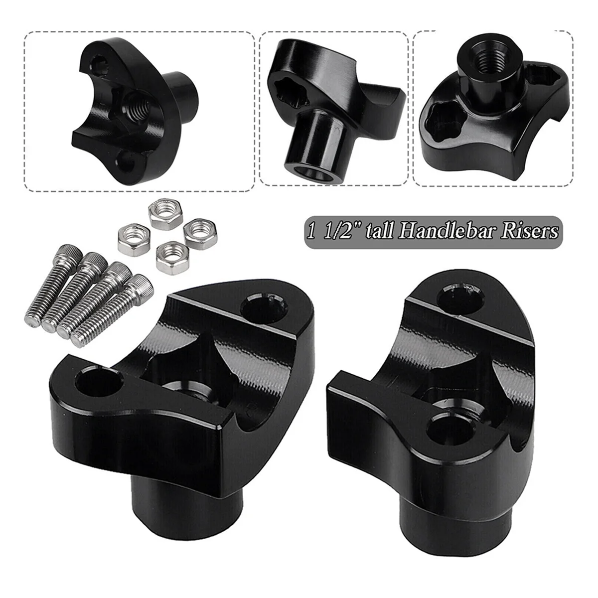 

Black 1In Handlebar 1 1/2In Risers for Harley Dyna Softail Sportster XL 883 1200