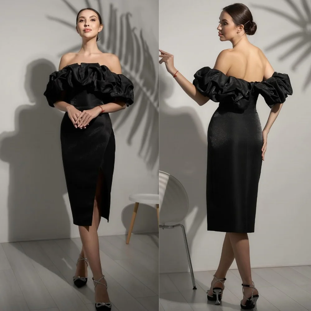 

Sparkle Exquisite Customized Ruched Christmas A-line Off-the-shoulder Bespoke Occasion Gown Midi Dresses