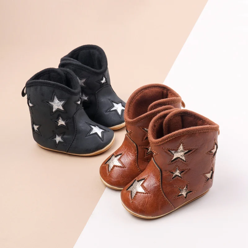 Spring and Autumn Baby Short Boots  Fashion Five Pointed Star Design Non-slip Casual Shoes Indoor Outdoor Walking Shoes BJZ4155