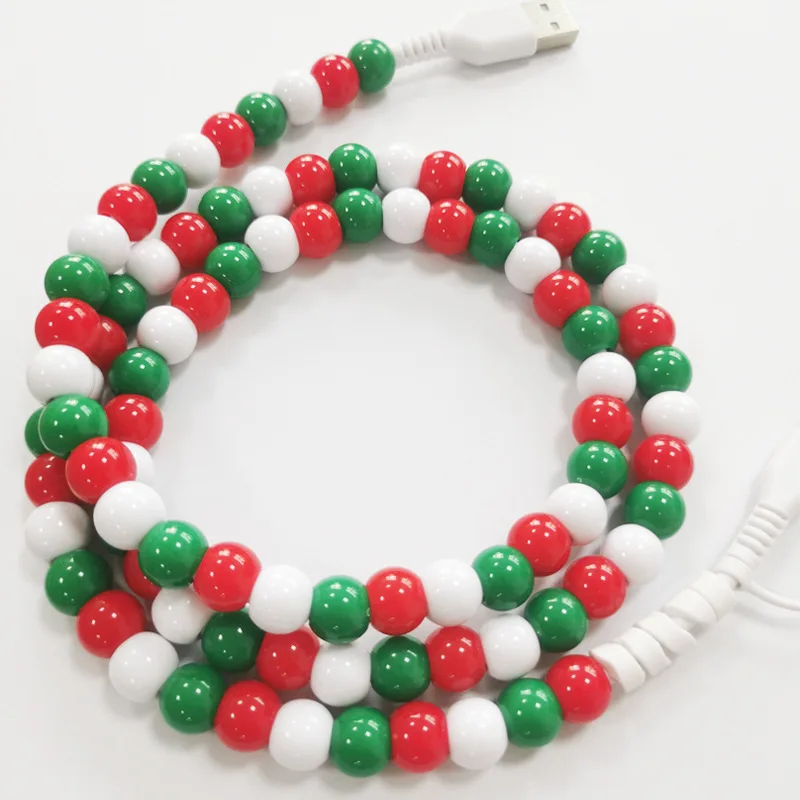 KUTOU 4in1 ビーズ付き充電ケーブル iPhone用 2025年 メリークリスマス ナビダッド 新年パーティー 女性/女の子向けギフト