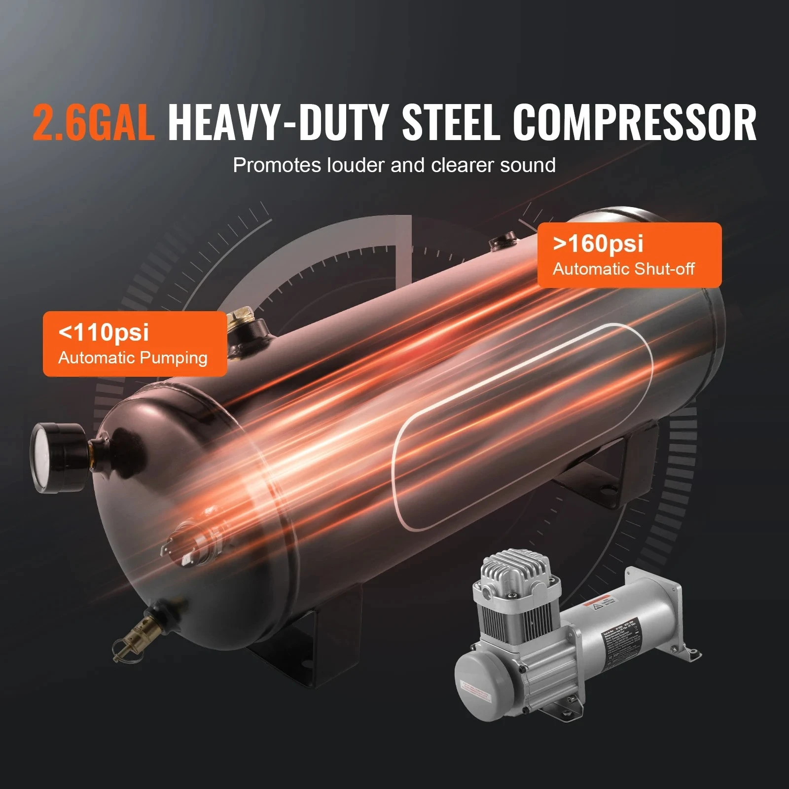 Train Horns Kit 4 Trumpet Air Horn Kit 150dB Train Horns 12V 120 psi Air Compressor for Car Truck Train Van Boat Pickup view 2