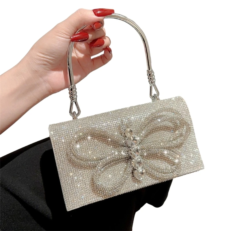 Women's Evening Bag with Glitter Chain Strap Perfect for Parties and Gatherings