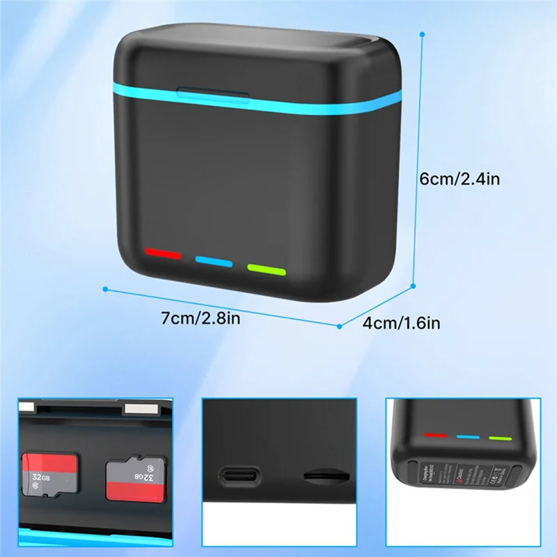 -A25M Carregador de bateria de 2 canais com slots para cartão SD Estação de carregador de bateria Carregador de carregamento rápido para câmera Insta360 X3