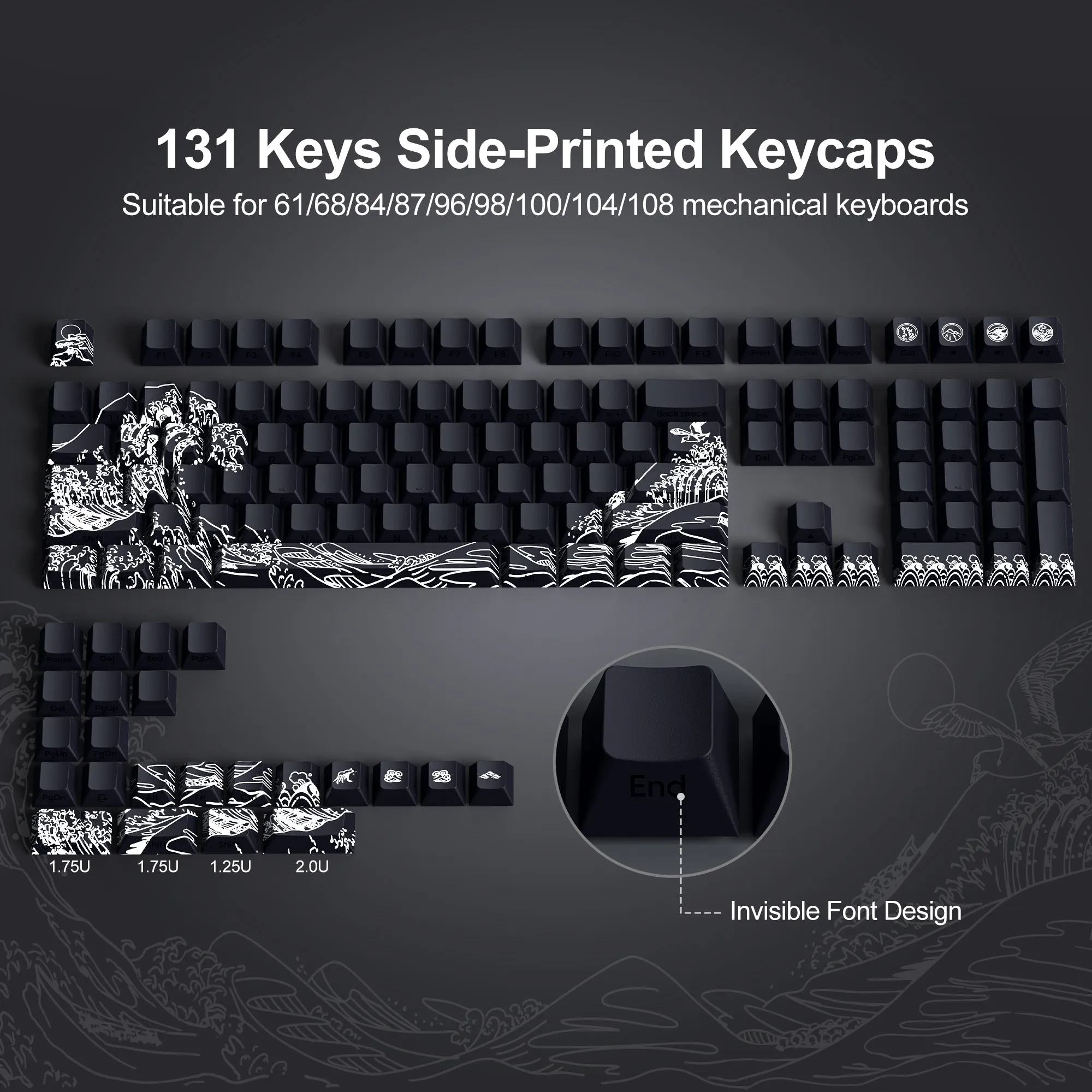 XVX "Ukiyo-e" original side-engraved transparent keycap PBT creative personality sublimation customization