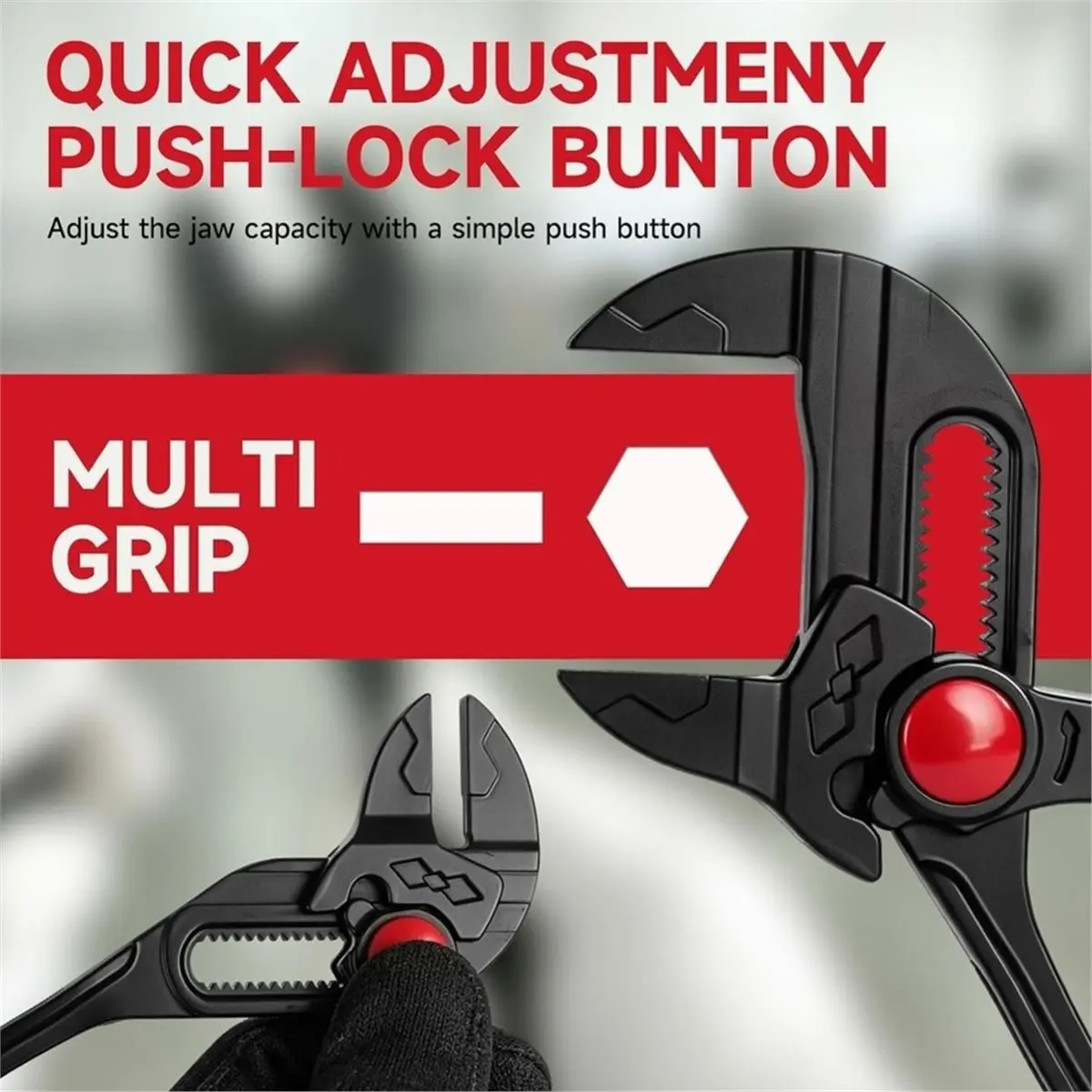 MiniPliers Wrench Dual Screwdriver Ends ( & Slotted Tip) 18-Position Adjustment Anti-Rust Coating for Plumbing