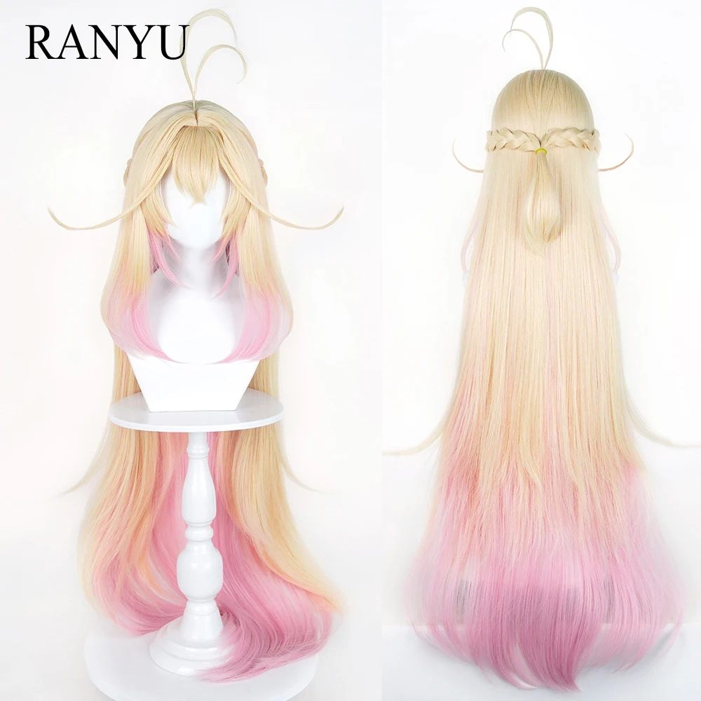 

Synthetic Long Straight Blonde ombre Pink Wigs with Bangs Anime Game Cosplay Fluffy Heat Resistant Wig for Daily Party