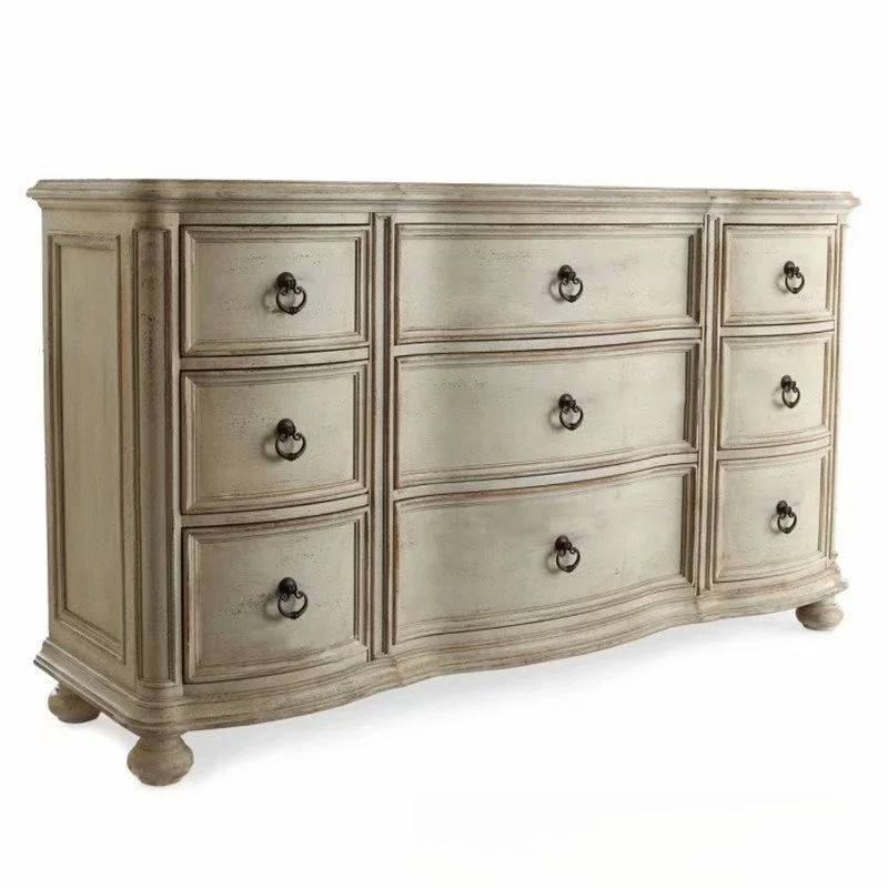 

American country solid wood living room oak retro old chest of drawers, storage bedroom storage cabinet