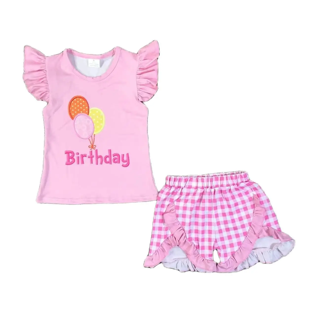 Girls baby children birthday short-sleeved shorts suit  complete set  T-shirt shorts short-sleeved suit cotton material