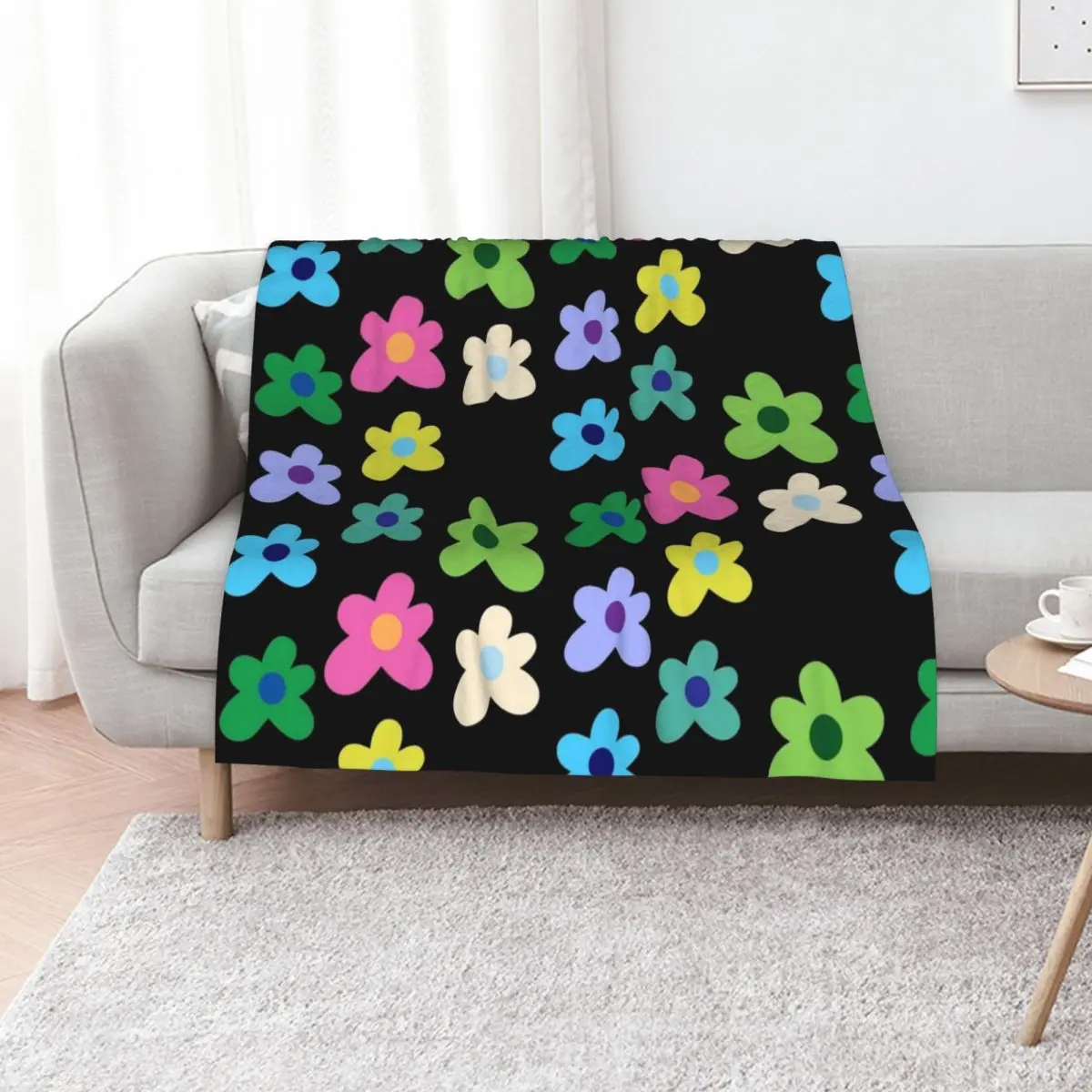 Funky flower pattern Throw Blanket Custom Picnic Decoratives Soft Beds Sofas halloween Blankets