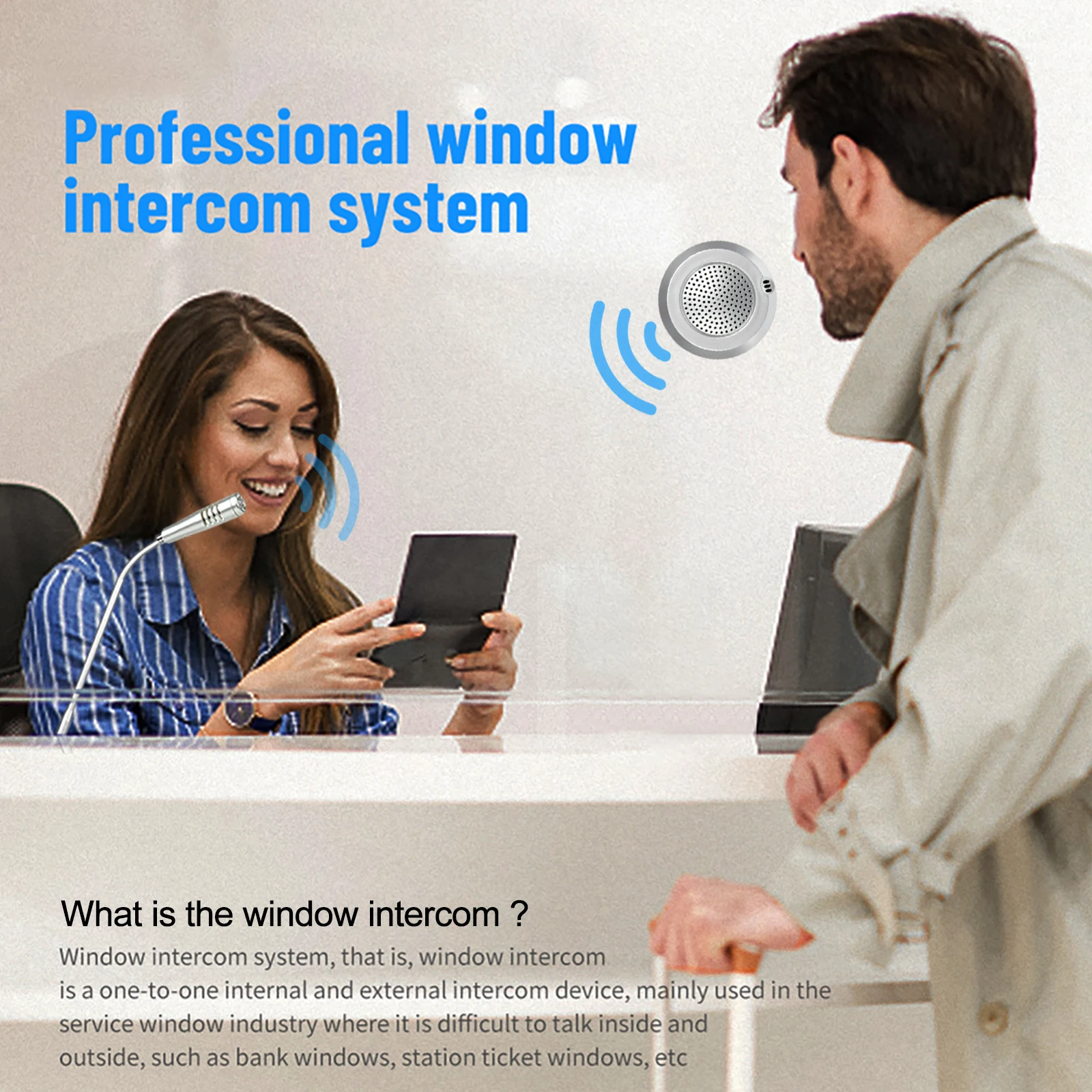 2PCS Dual Way Window Speaker Counter Intercom Gooseneck Interphone Voice for Table Desk Bank Pharmacy Hospital Ticket Station