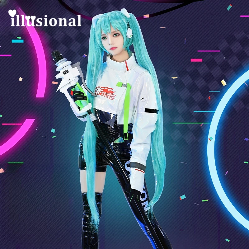 illusional Store Racing miku 2022 miku racing suit locomotive tights Cosplay Costume Halloween Costumes women