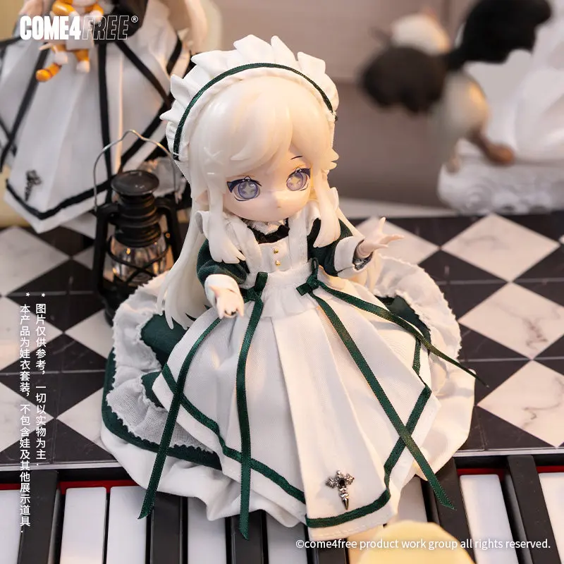 Roupas para Bonecas BJD 1/12 Série Diária Lia - Conjunto de Vestido de Empregada Xu para Bonecas BJD 1/12 Acessórios de Vestuário Presente