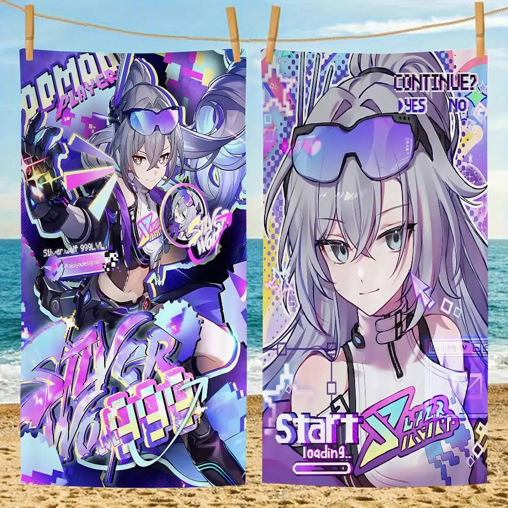 Silver Wolf Lv 999 Honkai Star Rail Big Microfiber Beach Towels Quick Dry Towel Sand Beach Towels Pool Towel for Travel Swim