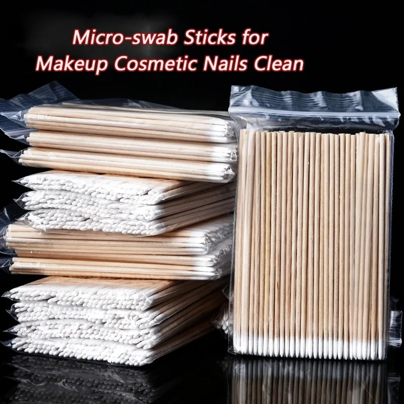100/300/500Pcs Disposable Wood Cotton Swab Double Head Lipstick Ear Swabs Eyelash Cleaning Cotton Buds Manicure Beauty Supplies