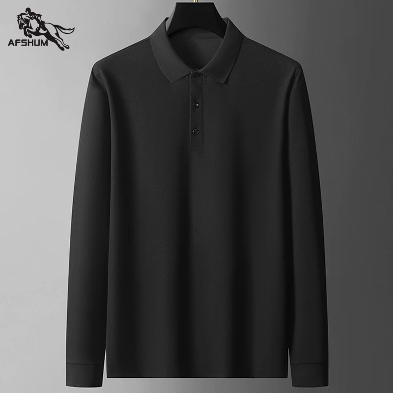 polo shirt men M-7XL 8XL 9XL autumn new Men's Long sleeve polo shirt Solid color Middle age business casual mens polo shirt 8