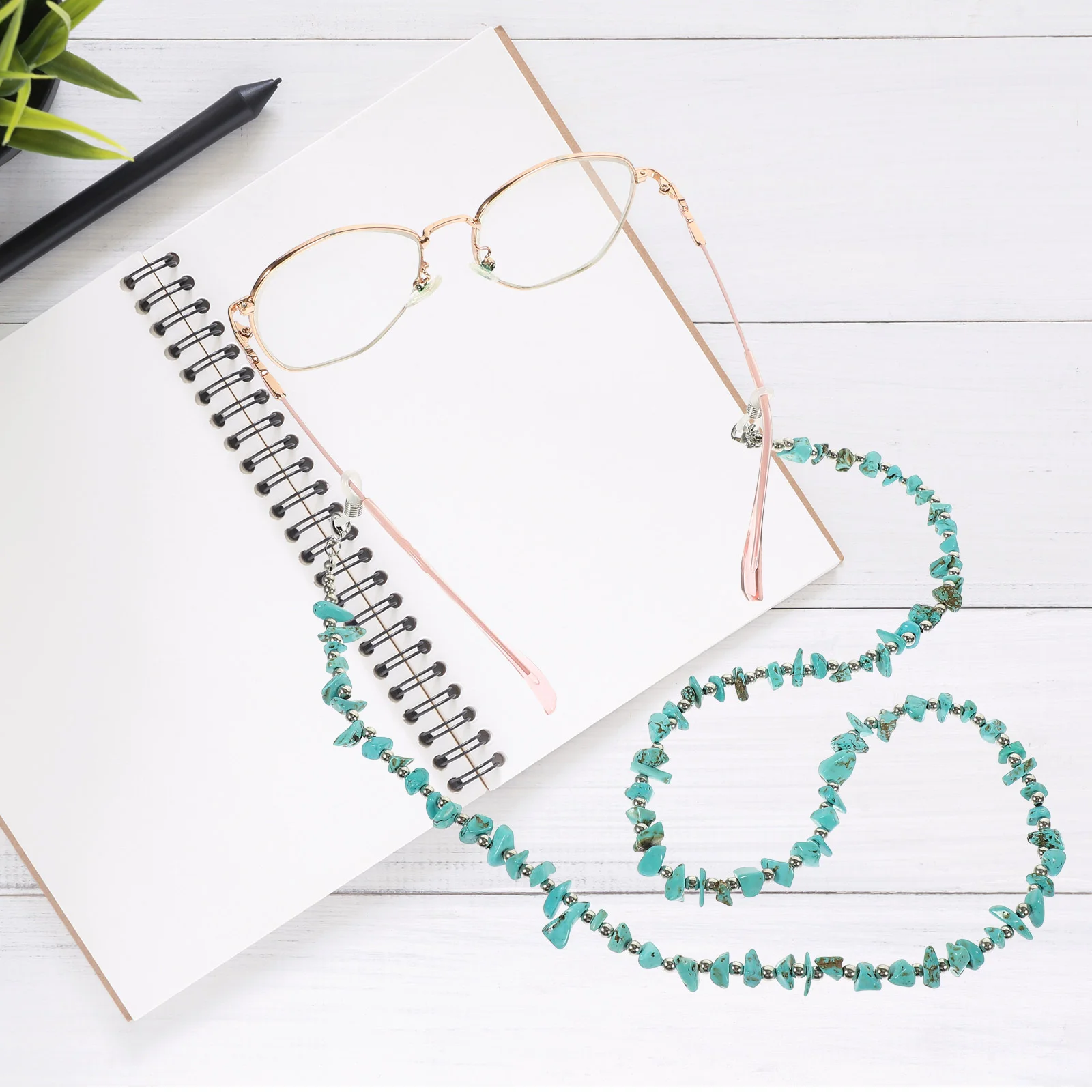 

Irregular Turquoise Silicone Non Buckle Glasses Chain Strap for Most Eyeglasses Reading Sunglasses Adjustable Replacement