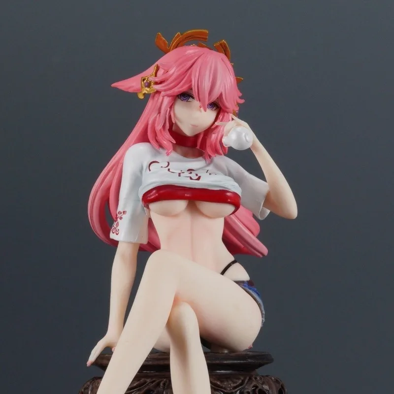 Anime Inspired Yae Miko Girl Figure, Figuras Articuladas Bishoujo PVC Statue, Desktop Ornament, Collectible Gift for Anime Fans