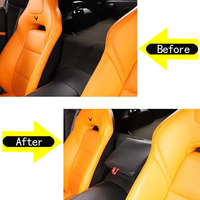 

For 2014-2019 Chevrolet Corvette C7 car central control armrest box rear storage box car interior parts 1Pcs leather black