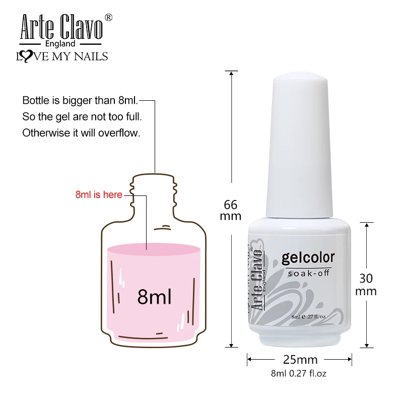 Arte Clavo-esmalte de uñas en Gel, 8ml, Color precioso, semipermanente, barniz de Gel UV, Base, capa superior, arte de uñas, barnices de diseño DIY