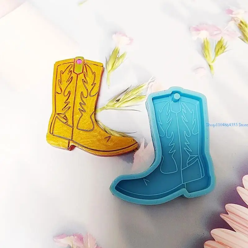 คาวบอย Boot รูปร่างเครื่องประดับเรซิ่นแม่พิมพ์ซิลิโคนผู้หญิงพวงกุญแจตกแต่งจี้เครื่องประดับแม่พิมพ์สําหรับงานฝีมือ DIY