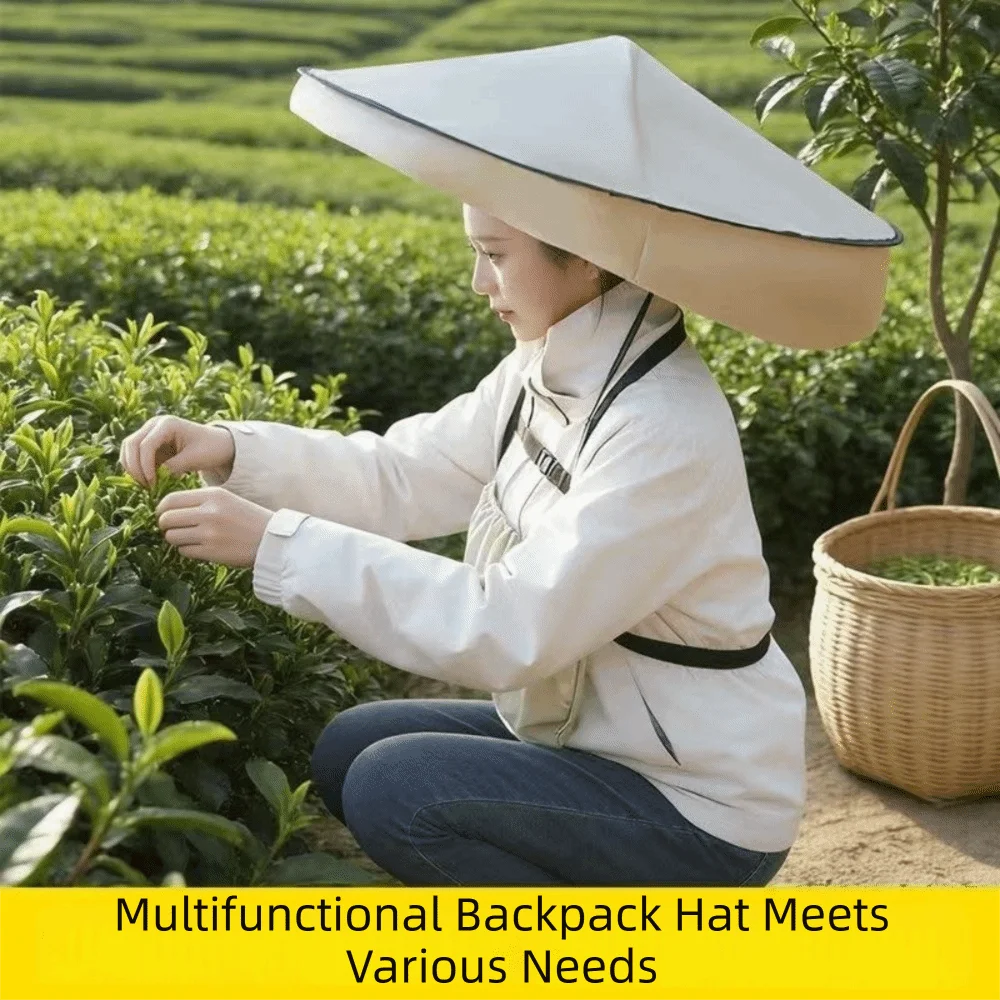 Practical Gift Nylon Hands Free Umbrella Hat Pongee Rainproof Sun Shade Cap UV Protection Portable Head Mount Umbrella Cycling