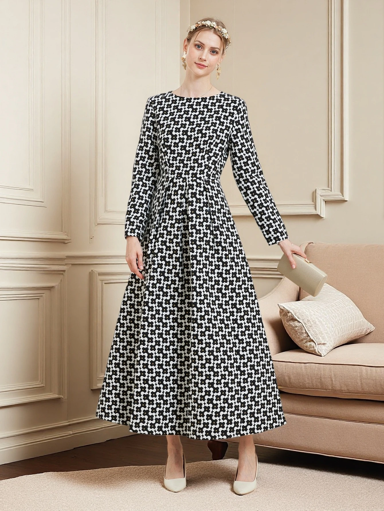 ribbed midi dress long sleeve ASTR the Label Arwyn Sweater Dress in Charcoal main image 1