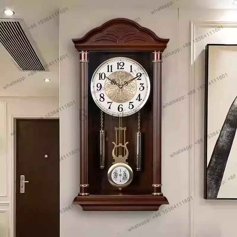Silent Wall Clock European Style Chime Quartz Clock Retro Creative Swing Hanging Clocks Living Room Decoration Accessories