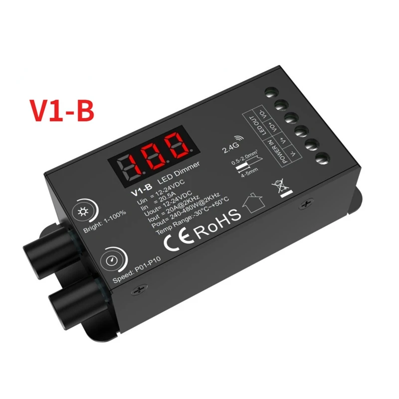 Dual Knob Constant Voltage LED Dmmer 1Chx20a Wireless Remote Control Numeric Display CV Controller V1-B